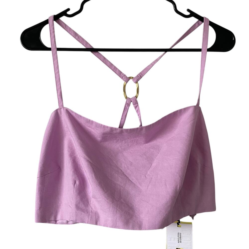 NEW FUTURE COLLECTIVE O Ring Crop Top Purple Size 1X Boho Coastal Vacation